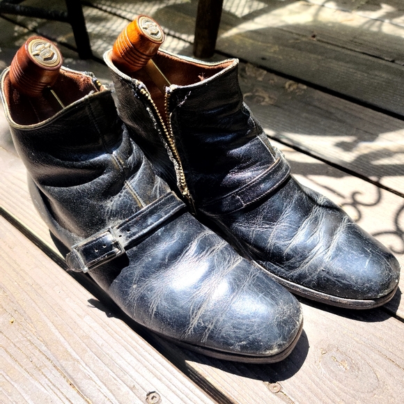 Florsheim vintage 52' men's black leather ankle boots sz10 - Picture 4 of 11